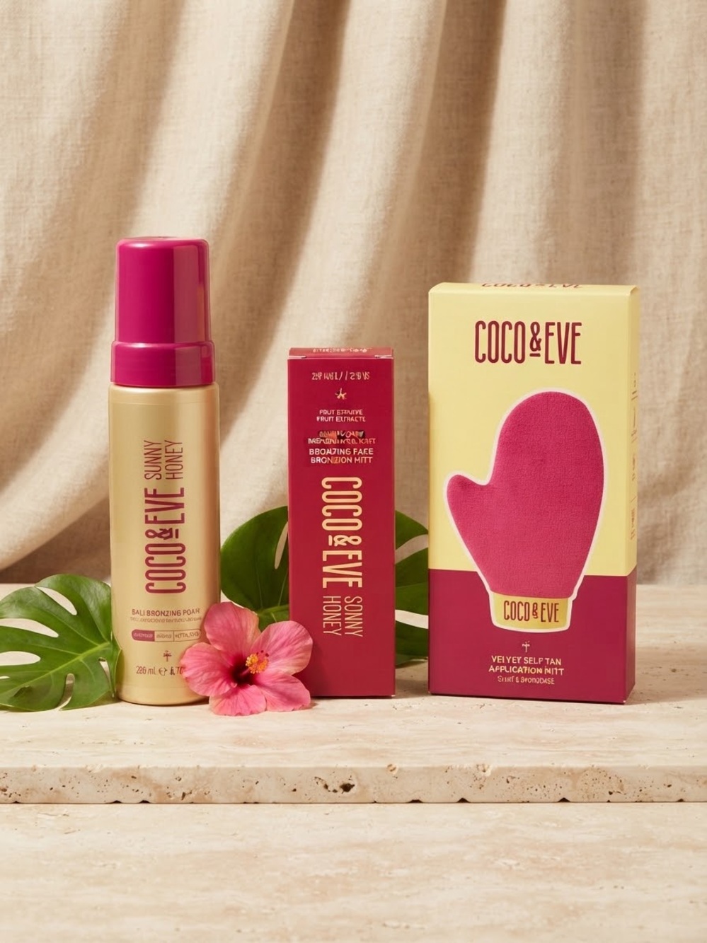 Sunny Honey Self-Tan Mousse with Pink Applicator Mitt